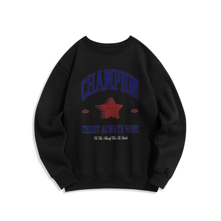 Christianartworkshop Modernes Sweatshirt „Champion Christ Always Wins“ aus gefüttertem Polyester - Schwarz - 2XL - image 5