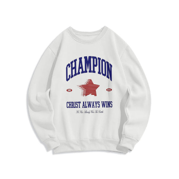 Christianartworkshop Modernes Sweatshirt „Champion Christ Always Wins“ aus gefüttertem Polyester - Weiß - 2XL - image 10