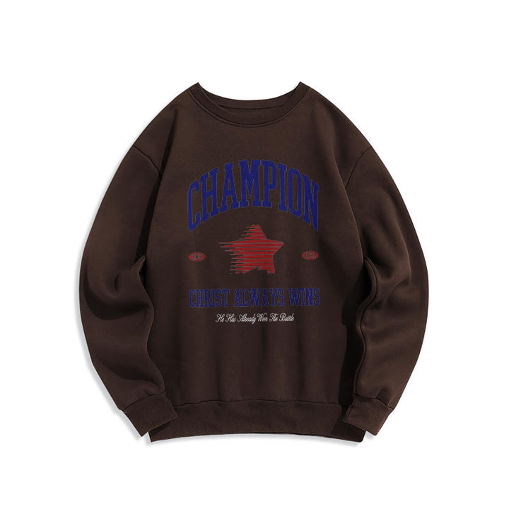 Christianartworkshop Modern Style Champion Christ Always Wins Sweatshirt aus Polyester mit Fleecefutter - Braun - 2XL - image 15
