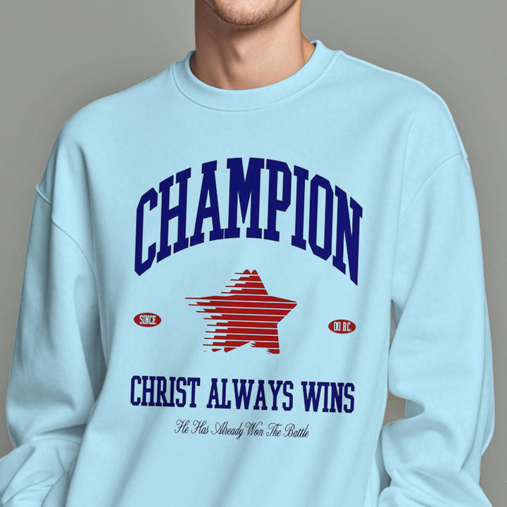 Christianartworkshop Modern Style Champion Christ Always Wins Sweatshirt aus Polyester mit Fleecefutter