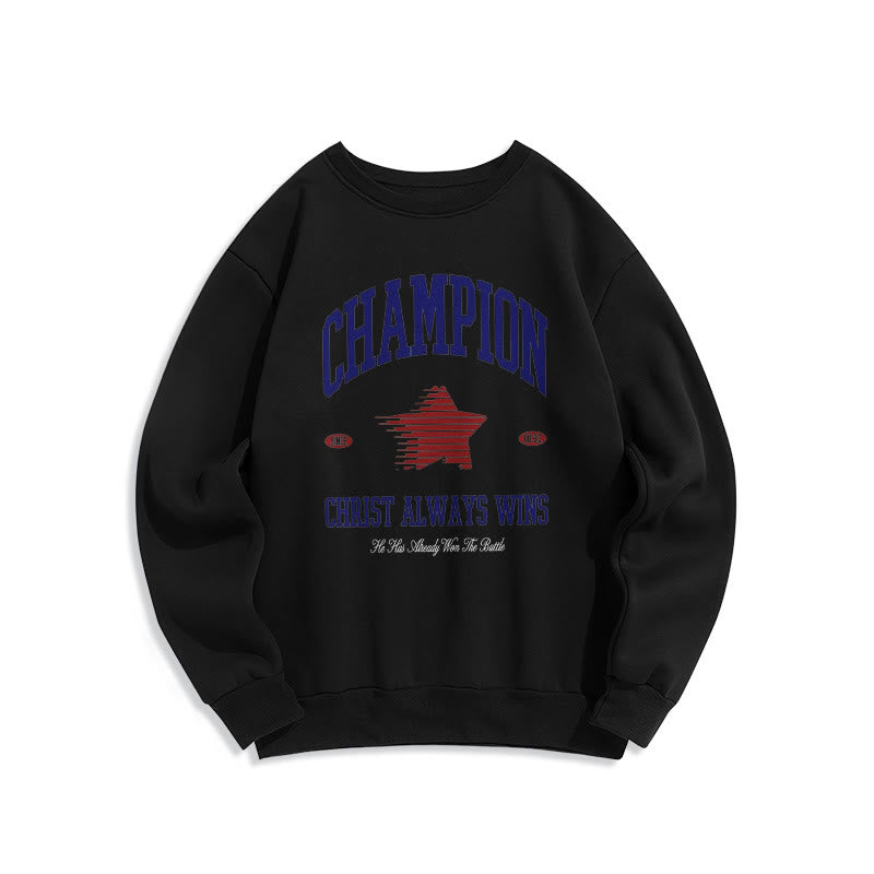 Christianartworkshop Modern Style Champion Christ Always Wins Sweatshirt aus Polyester mit Fleecefutter