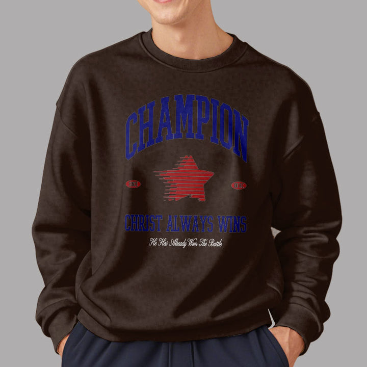 Christianartworkshop Modern Style Champion Christ Always Wins Sweatshirt aus Polyester mit Fleecefutter