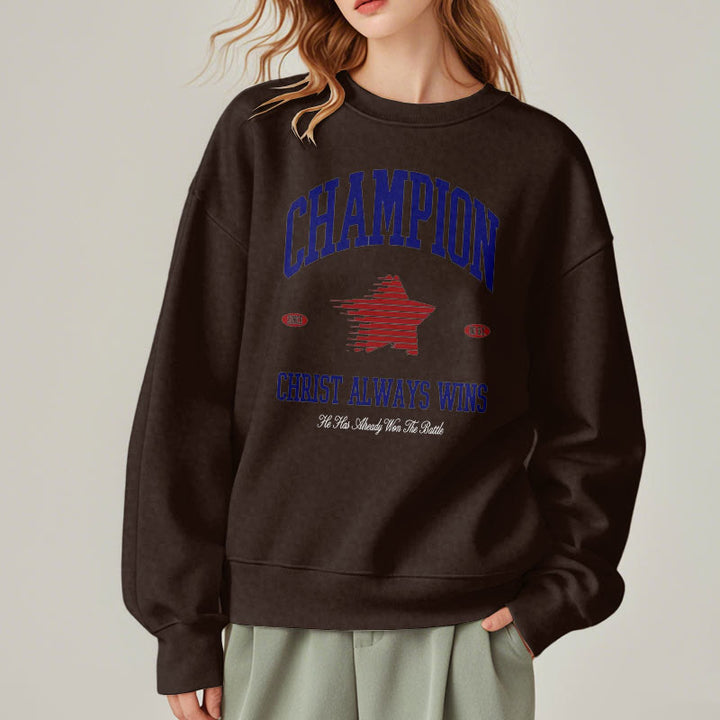 Christianartworkshop Modern Style Champion Christ Always Wins Sweatshirt aus Polyester mit Fleecefutter