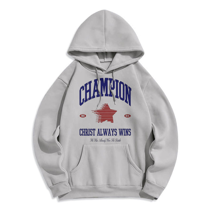 Christianartworkshop Modern Style Champion Christ Always Wins Kapuzenpullover aus Polyester mit Fleecefutter - Grau - 2XL - image 35