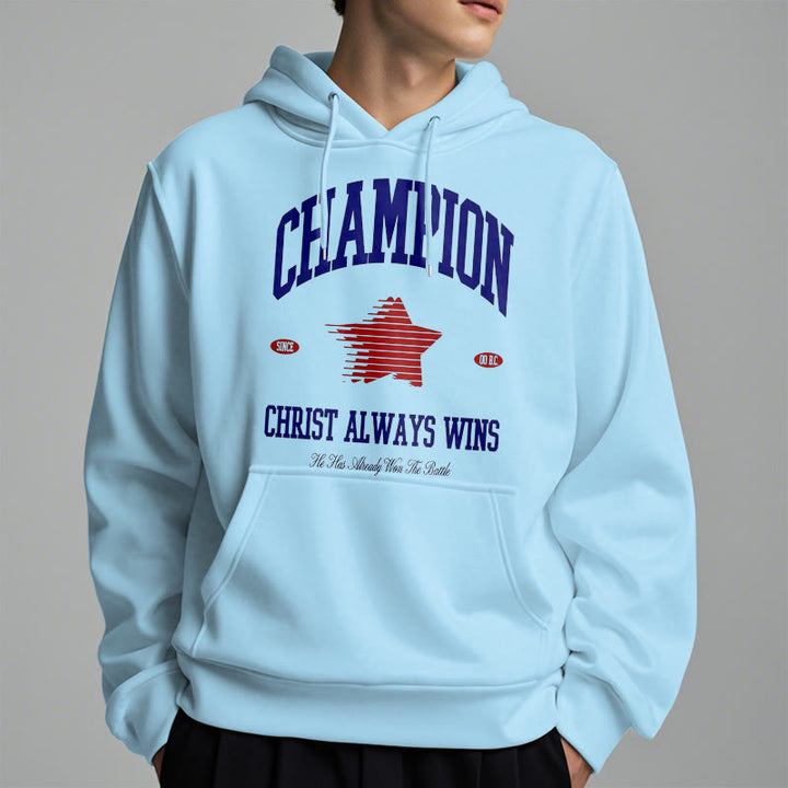 Christianartworkshop Modern Style Champion Christ Always Wins Kapuzenpullover aus Polyester mit Fleecefutter