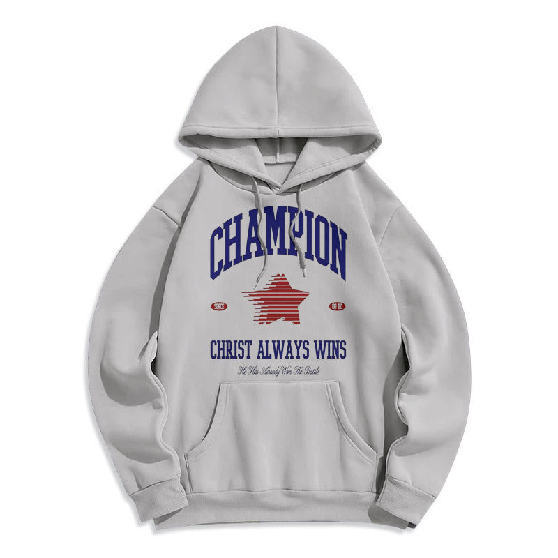 Christianartworkshop Modern Style Champion Christ Always Wins Kapuzenpullover aus Polyester mit Fleecefutter