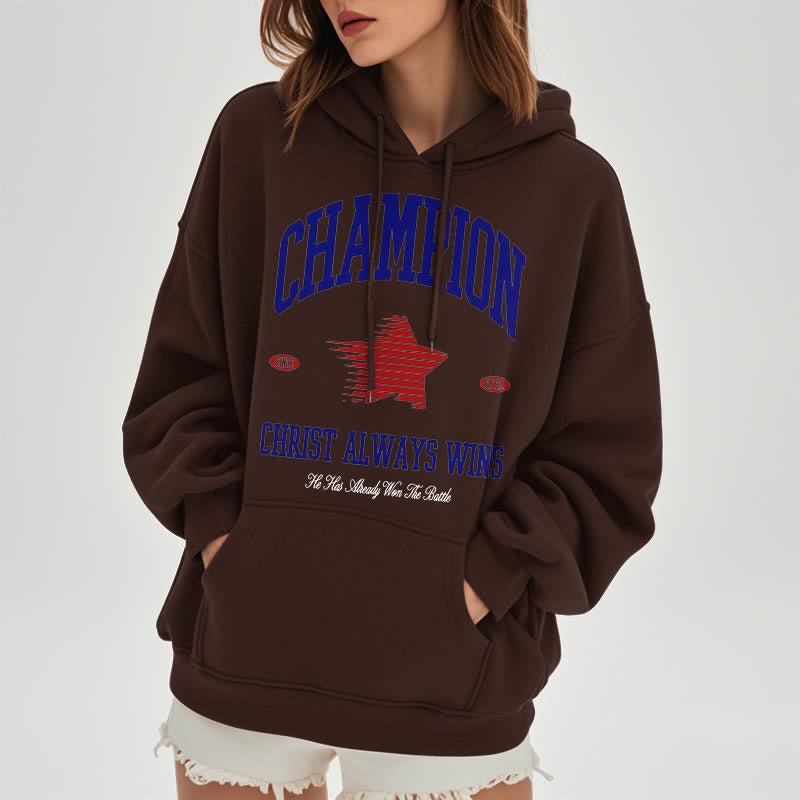 Christianartworkshop Modern Style Champion Christ Always Wins Kapuzenpullover aus Polyester mit Fleecefutter - image 23