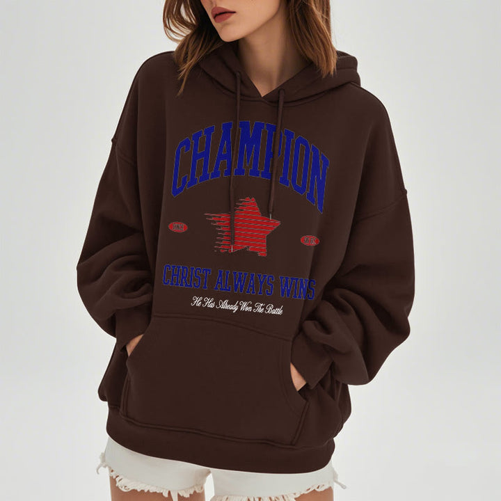 Christianartworkshop Modern Style Champion Christ Always Wins Kapuzenpullover aus Polyester mit Fleecefutter - image 23