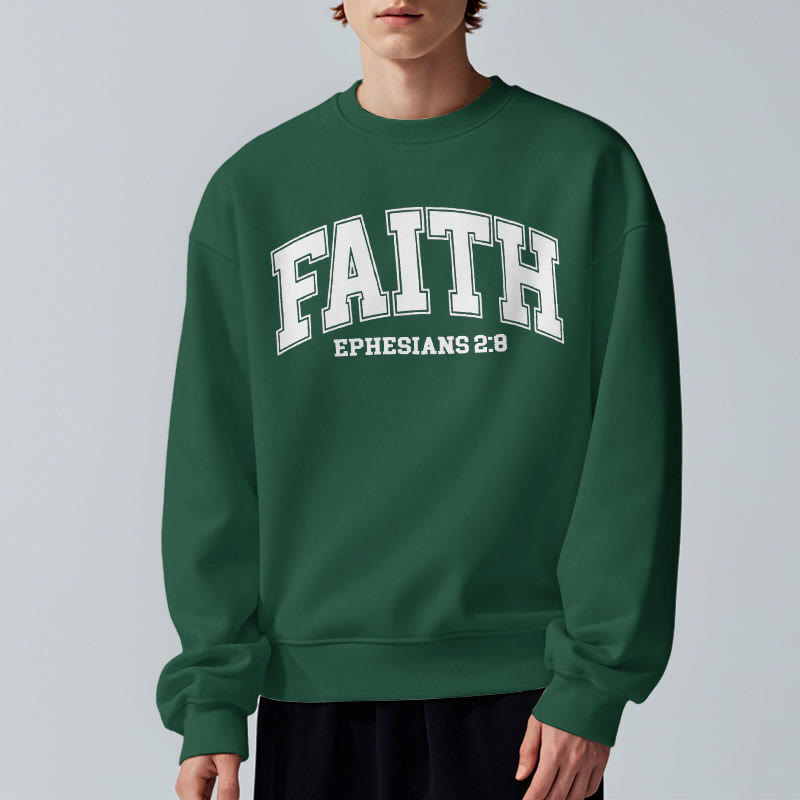 Christianartworkshop Moderner Stil Glauben Epheser 2:8 Fleecegefüttertes Polyester-Sweatshirt - image 1