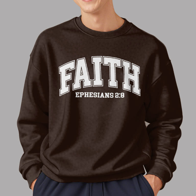 Christianartworkshop Modern Style Faith Epheser 2:8 Fleecegefüttertes Polyester-Sweatshirt