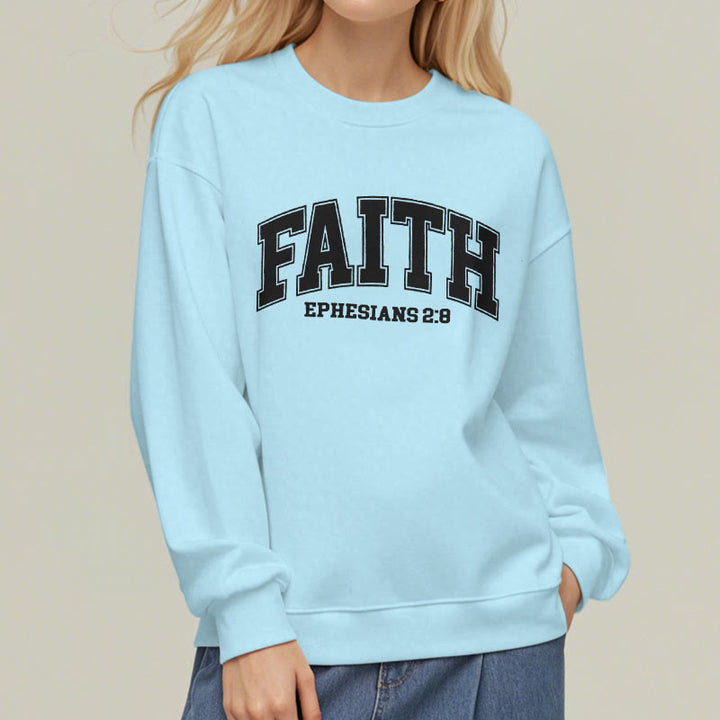 Christianartworkshop Modern Style Faith Epheser 2:8 Fleecegefüttertes Polyester-Sweatshirt