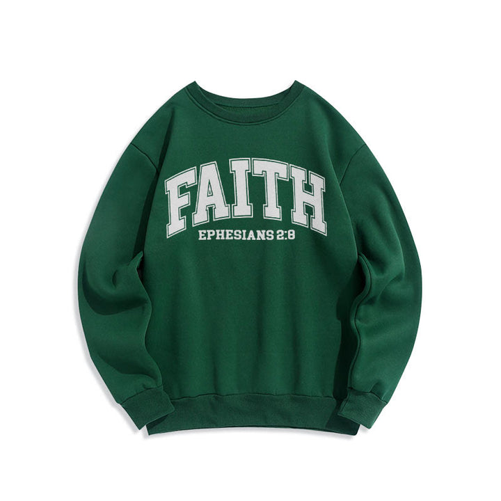 Christianartworkshop Modern Style Faith Epheser 2:8 Fleecegefüttertes Polyester-Sweatshirt - Grün - 2XL - image 0