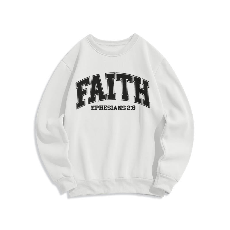 Christianartworkshop Modern Style Faith Epheser 2:8 Fleecegefüttertes Polyester-Sweatshirt - Weiß - 2XL - image 10