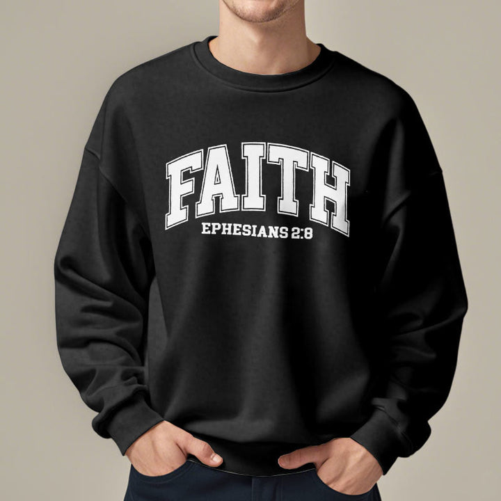 Christianartworkshop Modern Style Faith Epheser 2:8 Fleecegefüttertes Polyester-Sweatshirt