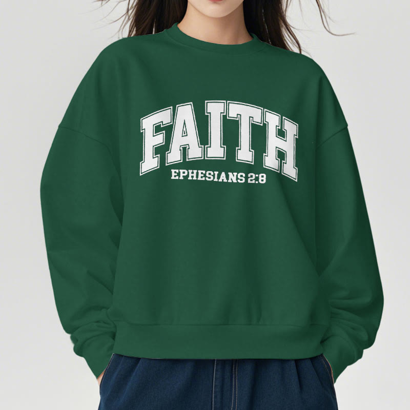 Christianartworkshop Modern Style Faith Epheser 2:8 Fleecegefüttertes Polyester-Sweatshirt - image 2