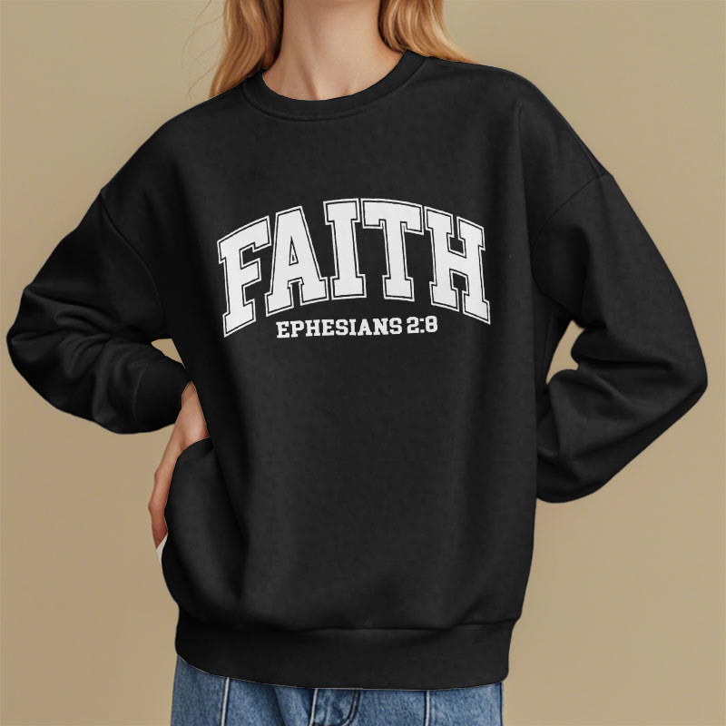 Christianartworkshop Modern Style Faith Epheser 2:8 Fleecegefüttertes Polyester-Sweatshirt