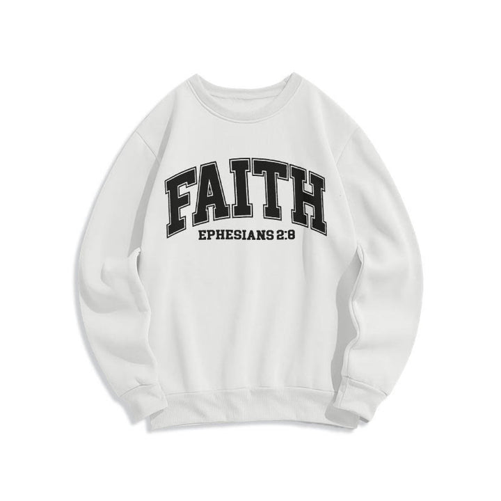 Christianartworkshop Moderner Stil Glauben Epheser 2:8 Fleecegefüttertes Polyester-Sweatshirt - Weiß - 2XL - image 10