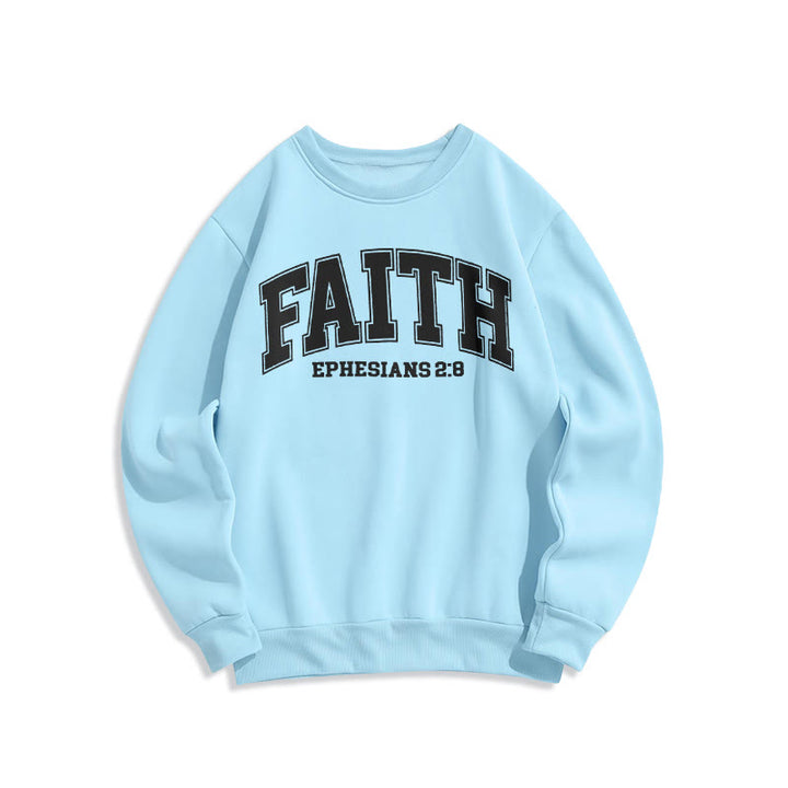 Christianartworkshop Modern Style Faith Epheser 2:8 Fleecegefüttertes Polyester-Sweatshirt - Blau - 2XL - image 25
