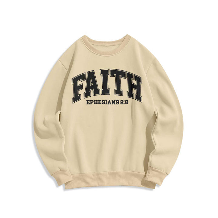 Christianartworkshop Modern Style Faith Epheser 2:8 Fleecegefüttertes Polyester-Sweatshirt - Beige - 2XL - image 15