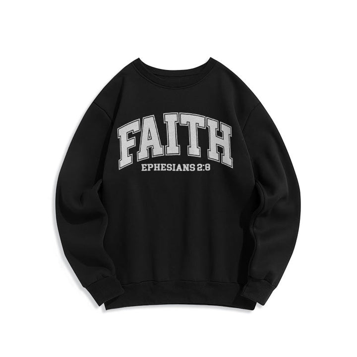Christianartworkshop Modern Style Faith Epheser 2:8 Fleecegefüttertes Polyester-Sweatshirt - Schwarz - 2XL - image 5