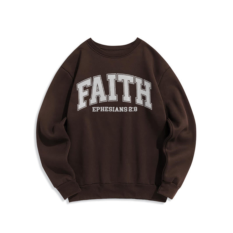 Christianartworkshop Modern Style Faith Epheser 2:8 Fleecegefüttertes Polyester-Sweatshirt - Braun - 2XL - image 20
