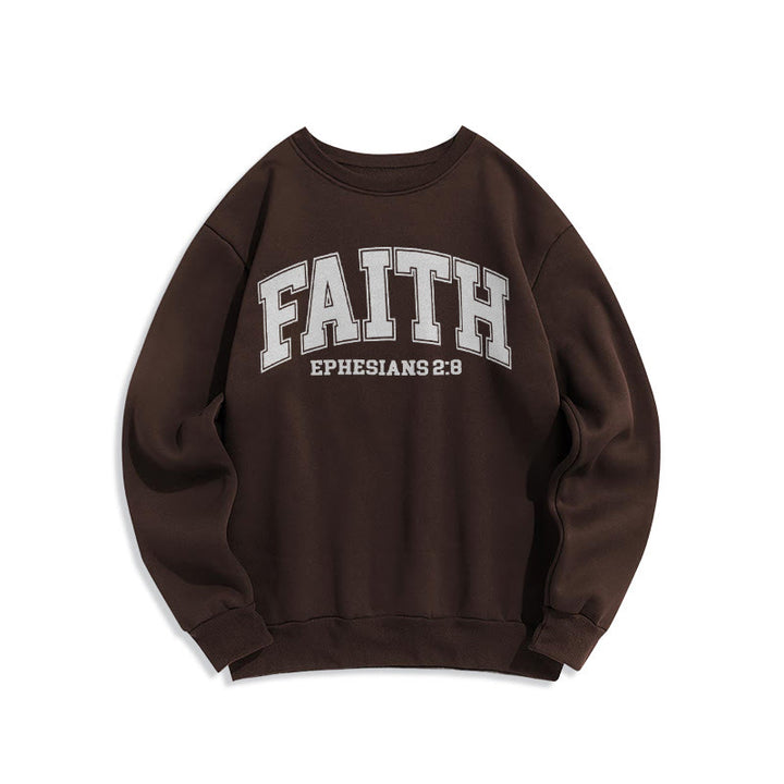 Christianartworkshop Modern Style Faith Epheser 2:8 Fleecegefüttertes Polyester-Sweatshirt - Braun - 2XL - image 20