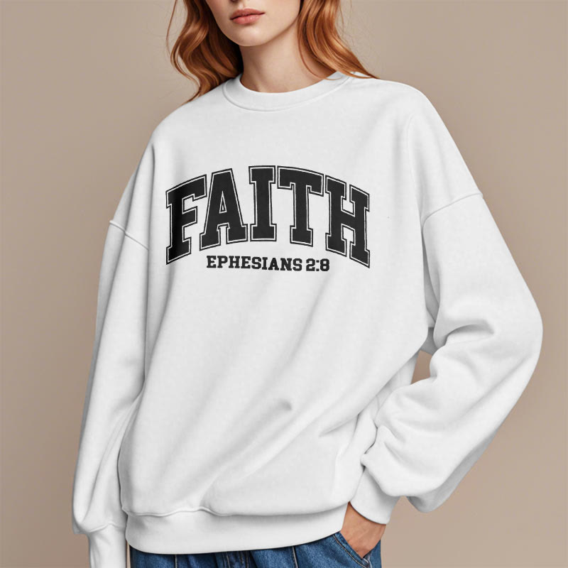 Christianartworkshop Modern Style Faith Epheser 2:8 Fleecegefüttertes Polyester-Sweatshirt