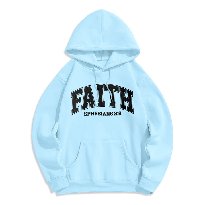 Christianartworkshop Modern Style Faith Epheser 2:8 Fleecegefütterter Polyester-Kapuzenpullover - Blau - 2XL - image 30