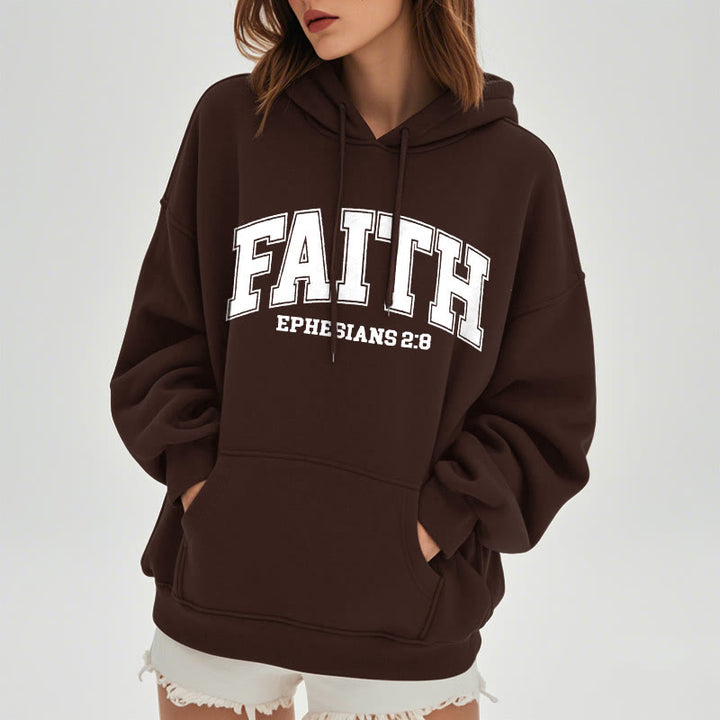 Christianartworkshop Modern Style Faith Epheser 2:8 Fleecegefütterter Polyester-Kapuzenpullover