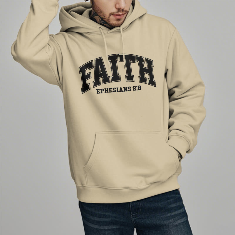 Christianartworkshop Modern Style Faith Epheser 2:8 Fleecegefütterter Polyester-Kapuzenpullover
