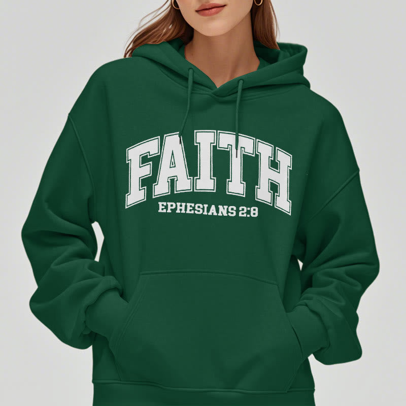 Christianartworkshop Modern Style Faith Epheser 2:8 Fleecegefütterter Polyester-Kapuzenpullover