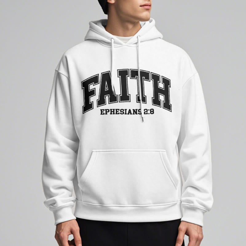 Christianartworkshop Modern Style Faith Epheser 2:8 Fleecegefütterter Polyester-Kapuzenpullover