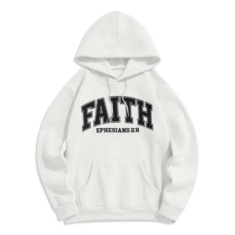 Christianartworkshop Moderner Stil Glaube Epheser 2,8 Fleecegefütterter Polyester-Hoodie - Weiß - 2XL - image 10