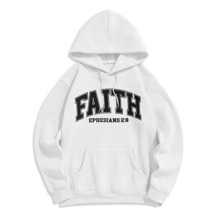 Christianartworkshop Moderner Stil Glaube Epheser 2,8 Fleecegefütterter Polyester-Hoodie - Weiß - 2XL - image 10