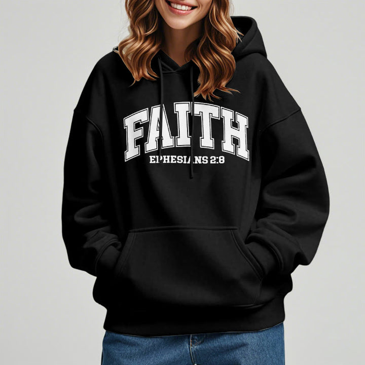 Christianartworkshop Modern Style Faith Epheser 2:8 Fleecegefütterter Polyester-Kapuzenpullover
