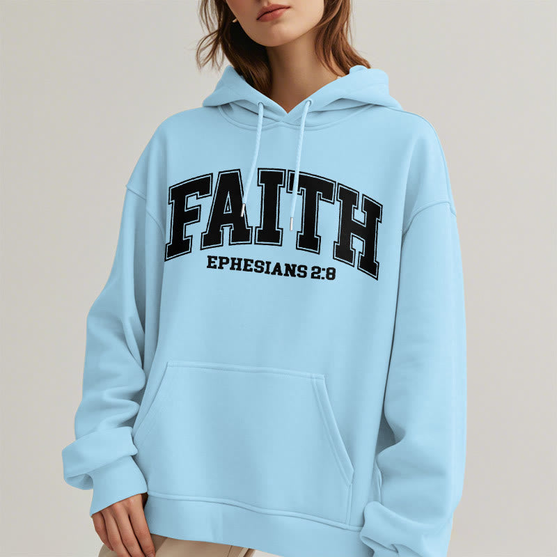 Christianartworkshop Modern Style Faith Epheser 2:8 Fleecegefütterter Polyester-Kapuzenpullover