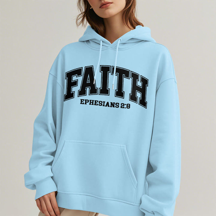 Christianartworkshop Modern Style Faith Epheser 2:8 Fleecegefütterter Polyester-Kapuzenpullover