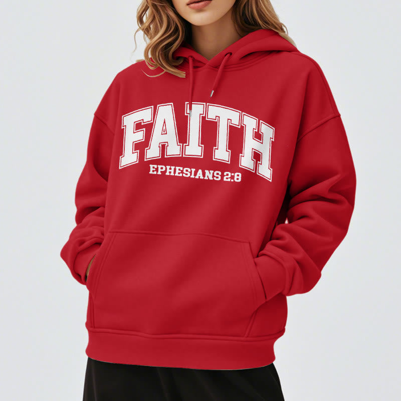 Christianartworkshop Modern Style Faith Epheser 2:8 Fleecegefütterter Polyester-Kapuzenpullover