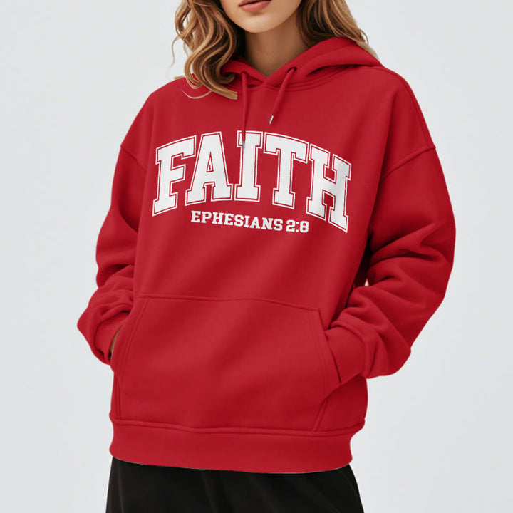 Christianartworkshop Modern Style Faith Epheser 2:8 Fleecegefütterter Polyester-Kapuzenpullover