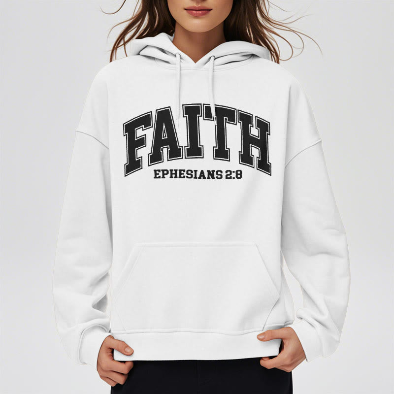 Christianartworkshop Modern Style Faith Epheser 2:8 Fleecegefütterter Polyester-Kapuzenpullover