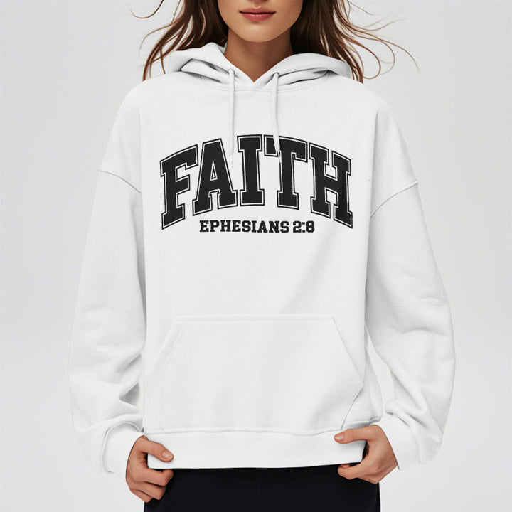 Christianartworkshop Modern Style Faith Epheser 2:8 Fleecegefütterter Polyester-Kapuzenpullover