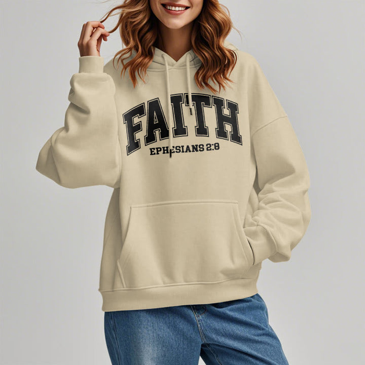 Christianartworkshop Modern Style Faith Epheser 2:8 Fleecegefütterter Polyester-Kapuzenpullover