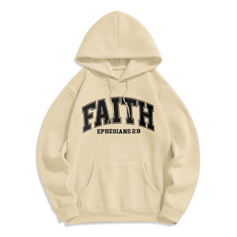 Christianartworkshop Modern Style Faith Epheser 2:8 Fleecegefütterter Polyester-Kapuzenpullover - Beige - 2XL - image 15