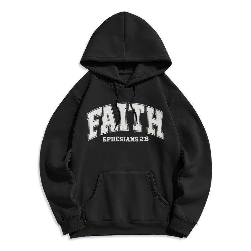 Christianartworkshop Moderner Stil Glaube Epheser 2,8 Fleecegefütterter Polyester-Hoodie - Schwarz - 2XL - image 5