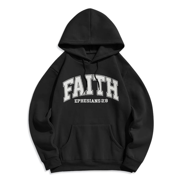 Christianartworkshop Moderner Stil Glaube Epheser 2,8 Fleecegefütterter Polyester-Hoodie - Schwarz - 2XL - image 5