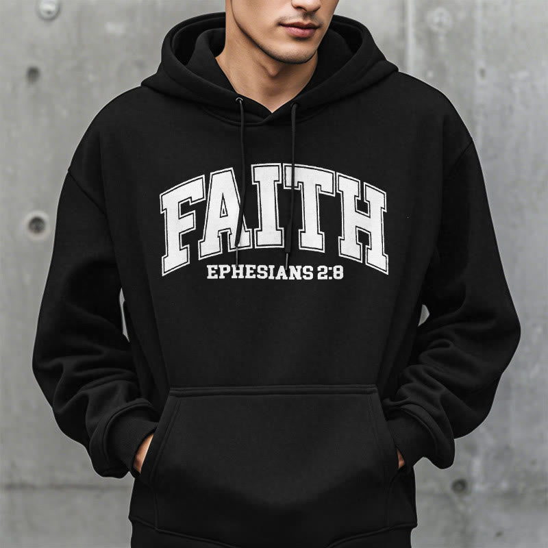Christianartworkshop Modern Style Faith Epheser 2:8 Fleecegefütterter Polyester-Kapuzenpullover