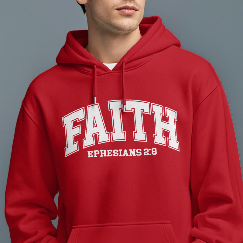 Christianartworkshop Modern Style Faith Epheser 2:8 Fleecegefütterter Polyester-Kapuzenpullover - image 1