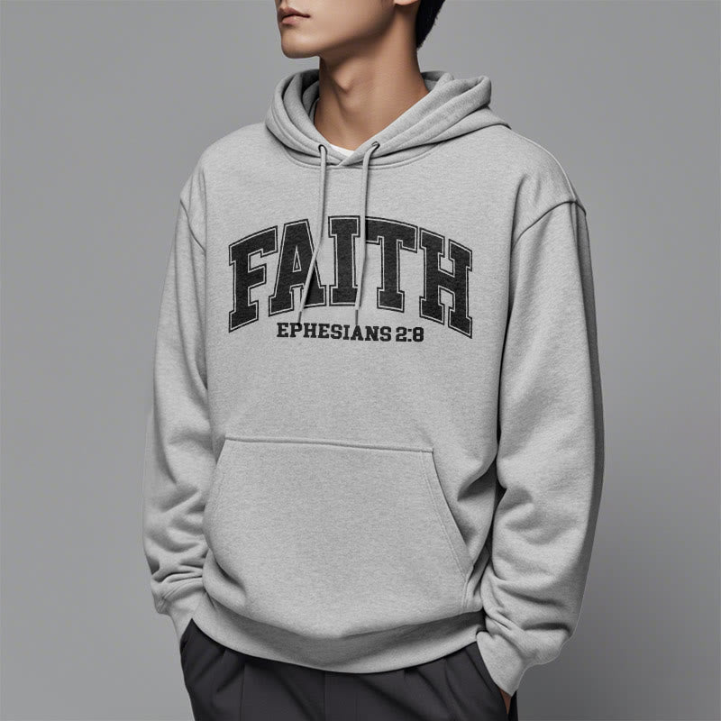 Christianartworkshop Modern Style Faith Epheser 2:8 Fleecegefütterter Polyester-Kapuzenpullover