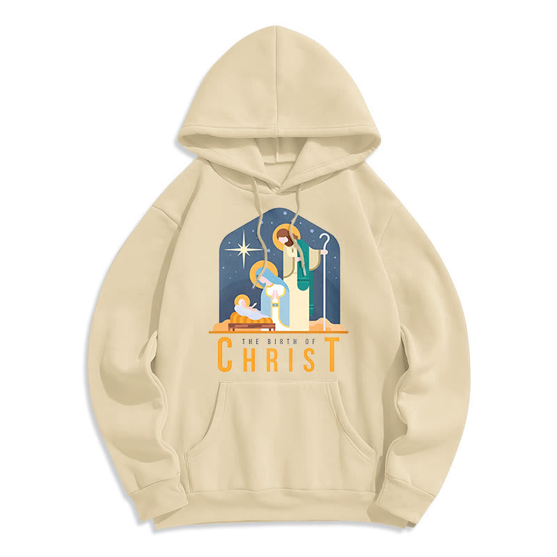 Christianartworkshop Farbiger Hoodie mit Krippenmotiv, gefüttert mit Fleece, Polyester - Beige - 2XL - image 0