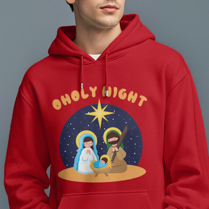 Christianartworkshop Farbiger Stil Heilige Nacht Weihnachtskrippe Fleece gefütterter Polyester-Kapuzenpullover